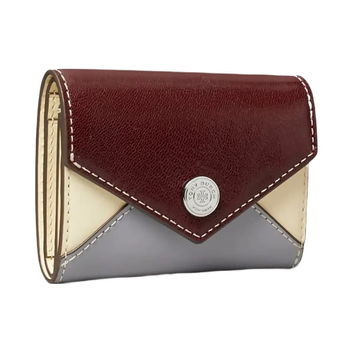 Tory Burch Small Leather Envelope Wallet Dark Carmine Multi