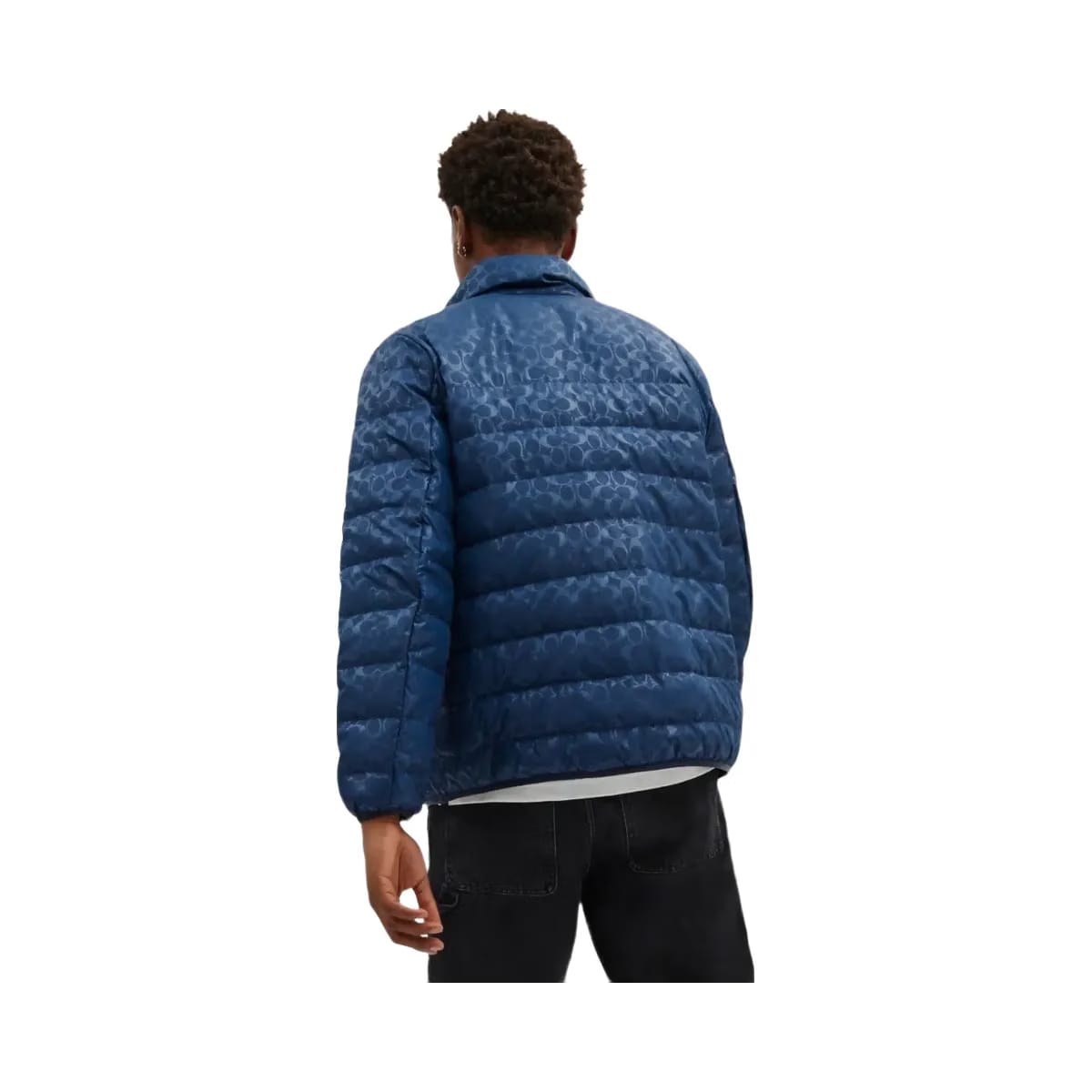 Coach Lightweight Down Jacket In Recycled Polyester Washed Navy