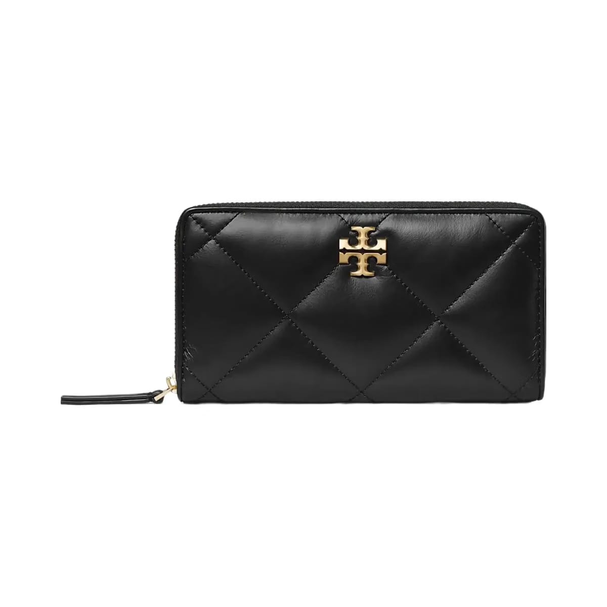 Tory Burch Kira Diamond Quilt Zip Continental Wallet Black