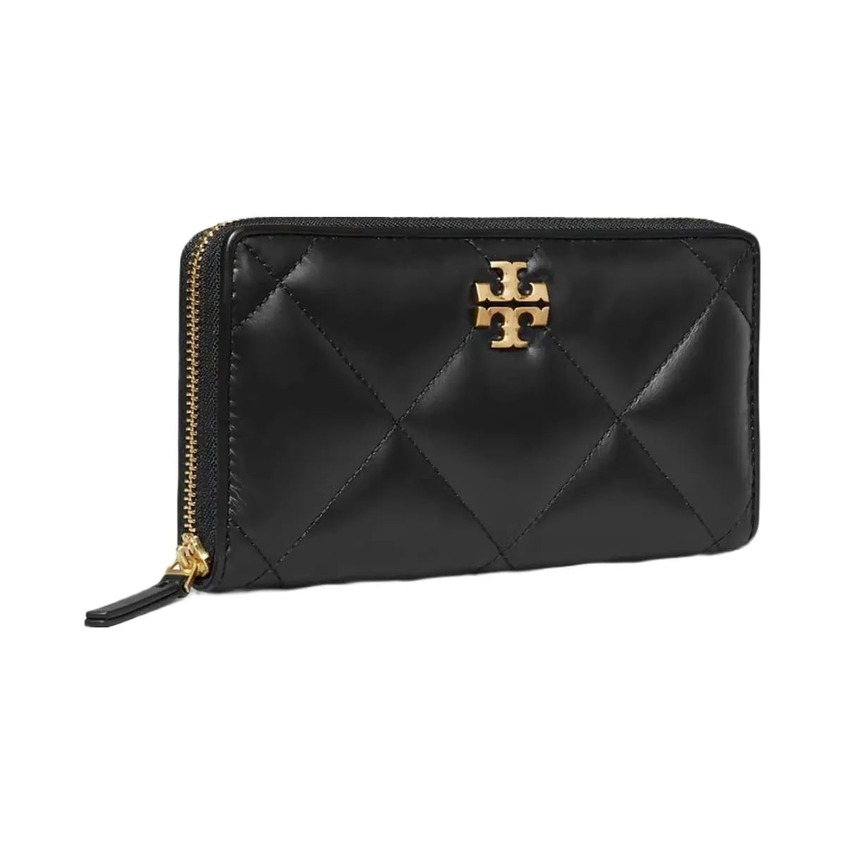 Tory Burch Kira Diamond Quilt Zip Continental Wallet Black