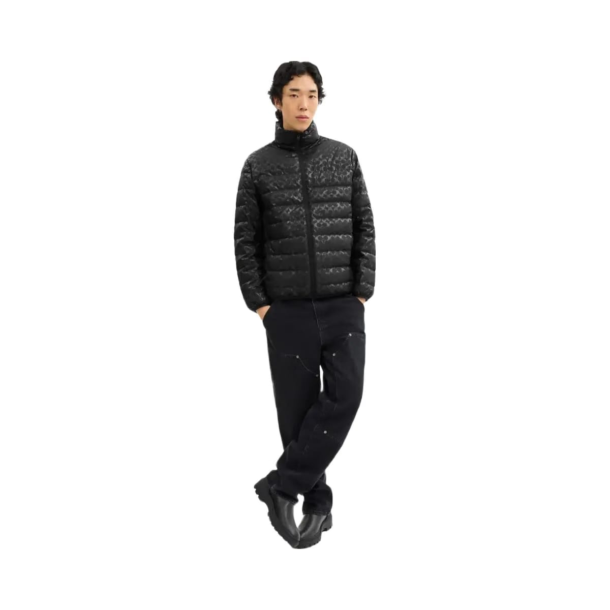 Coach Lightweight Down Jacket In Recycled Polyester Black