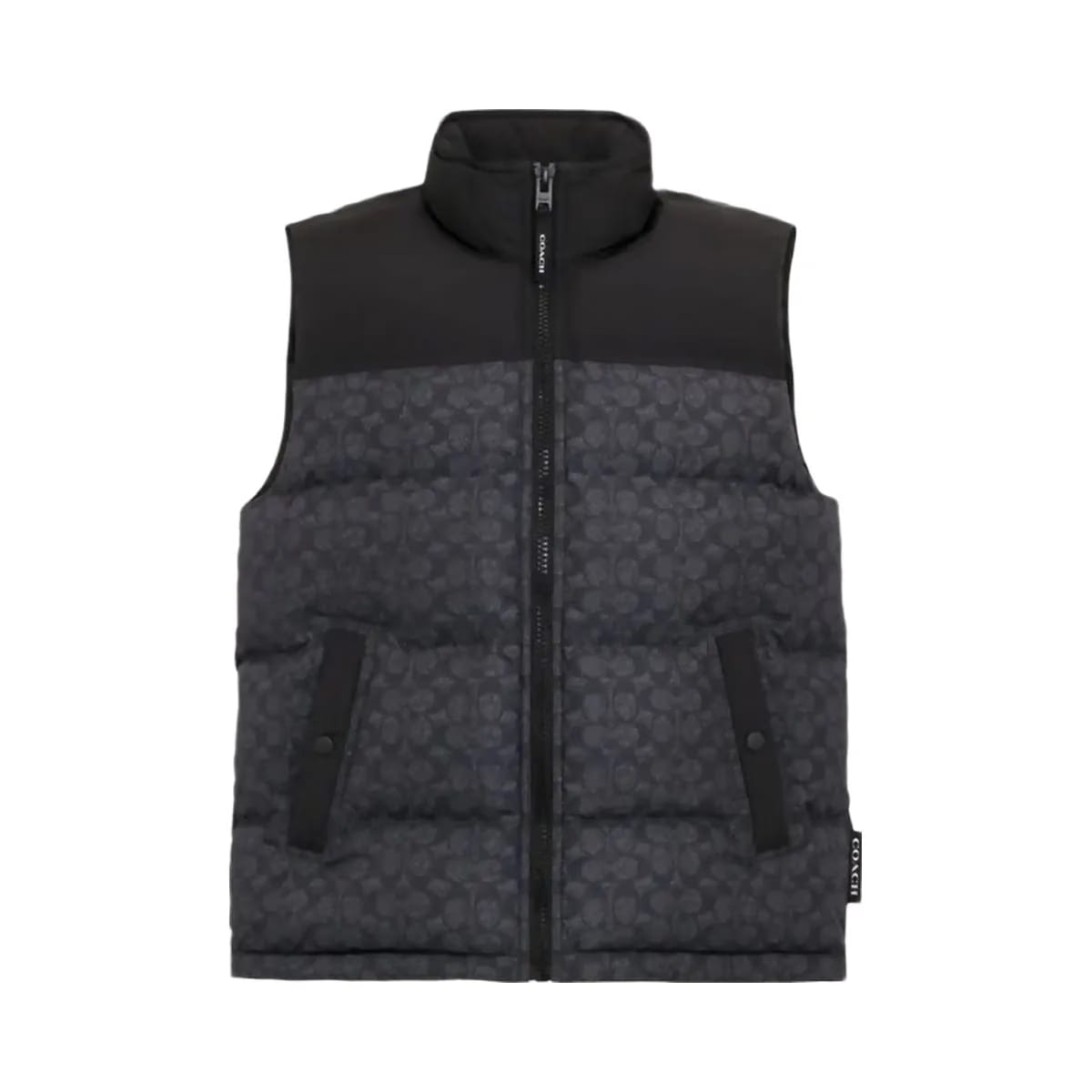 Coach Signature Down Vest In Recycled Polyester Charcoal Signature