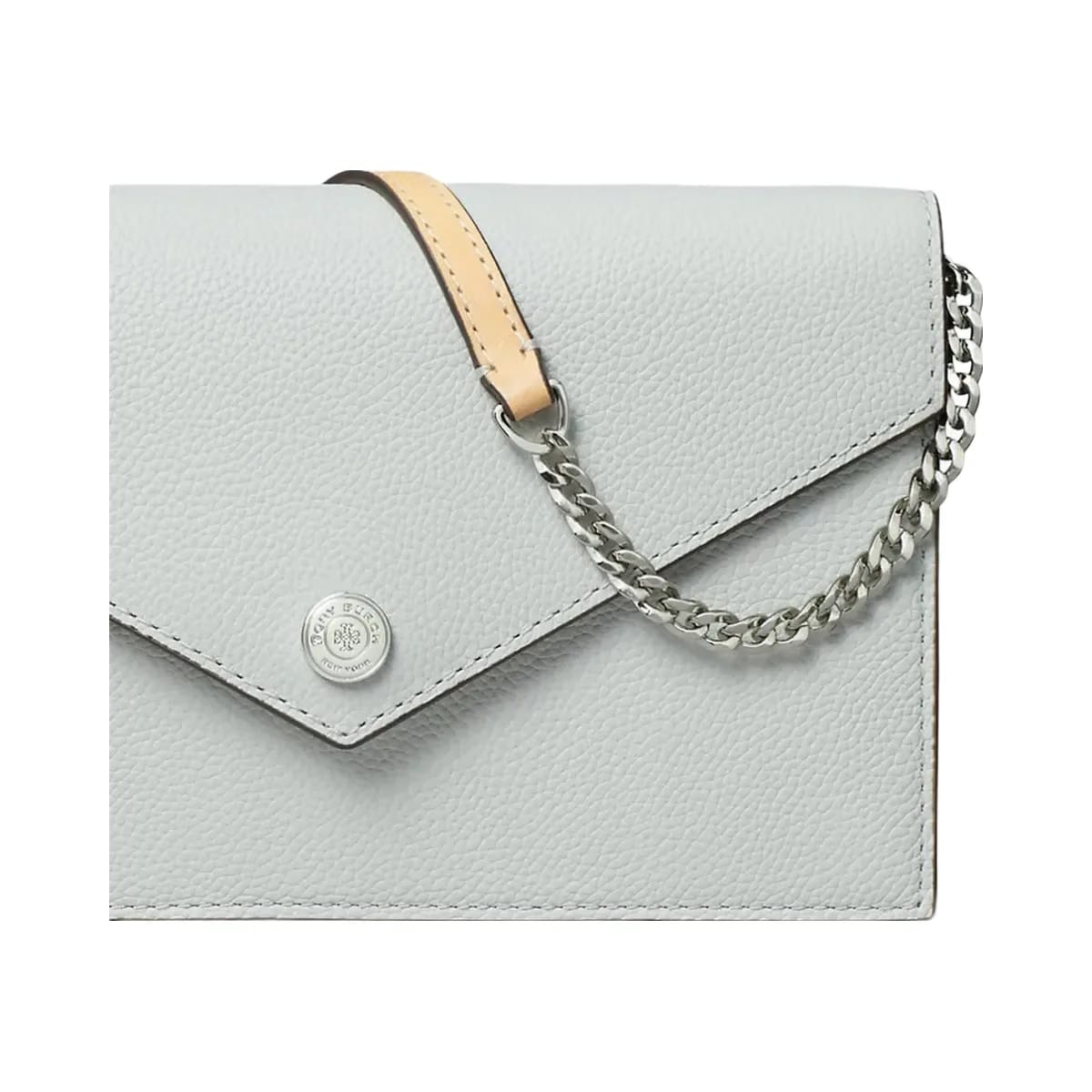 Tory Burch Pebble Envelope Chain Wallet Light Titanium