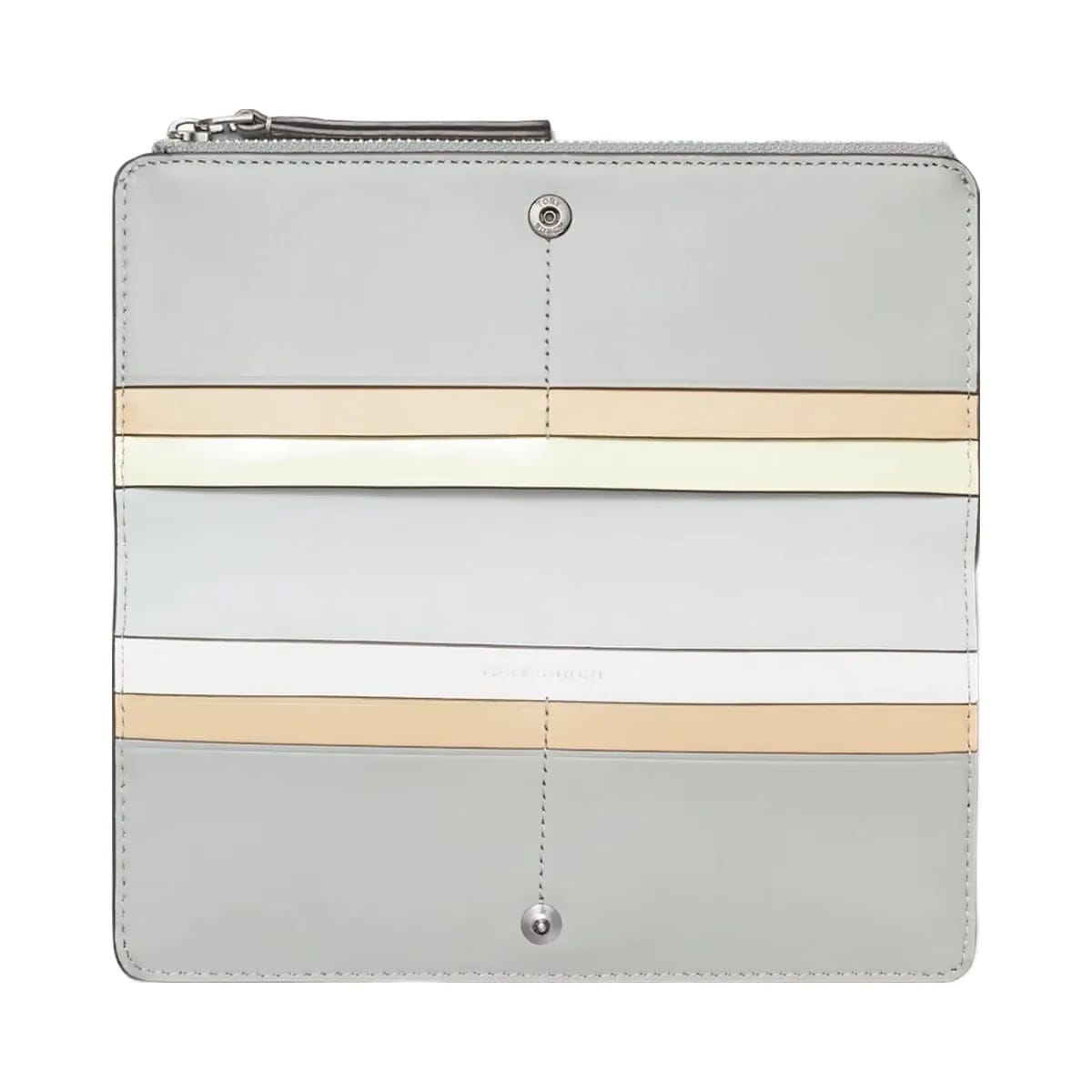 Tory Burch Robinson Pebbled Zip Slim Wallet Light Granite
