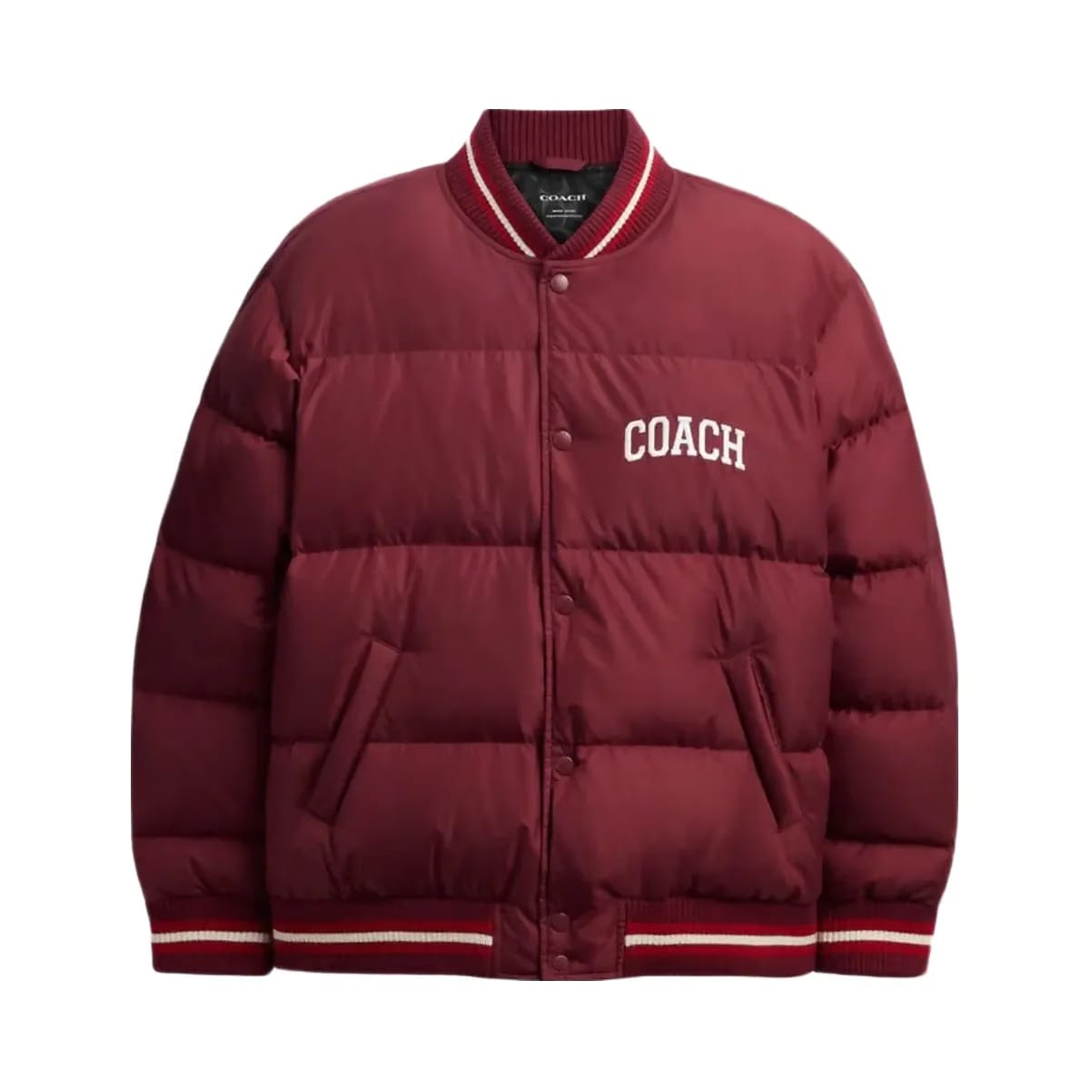 Coach Varsity Down Jacket In Recycled Polyester Burgundy