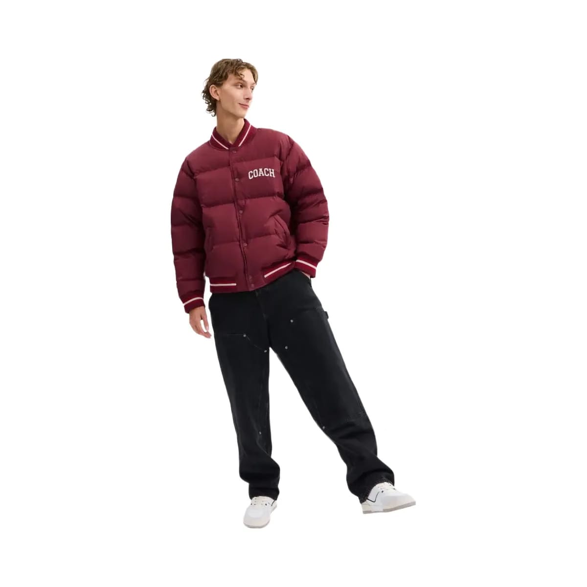 Coach Varsity Down Jacket In Recycled Polyester Burgundy