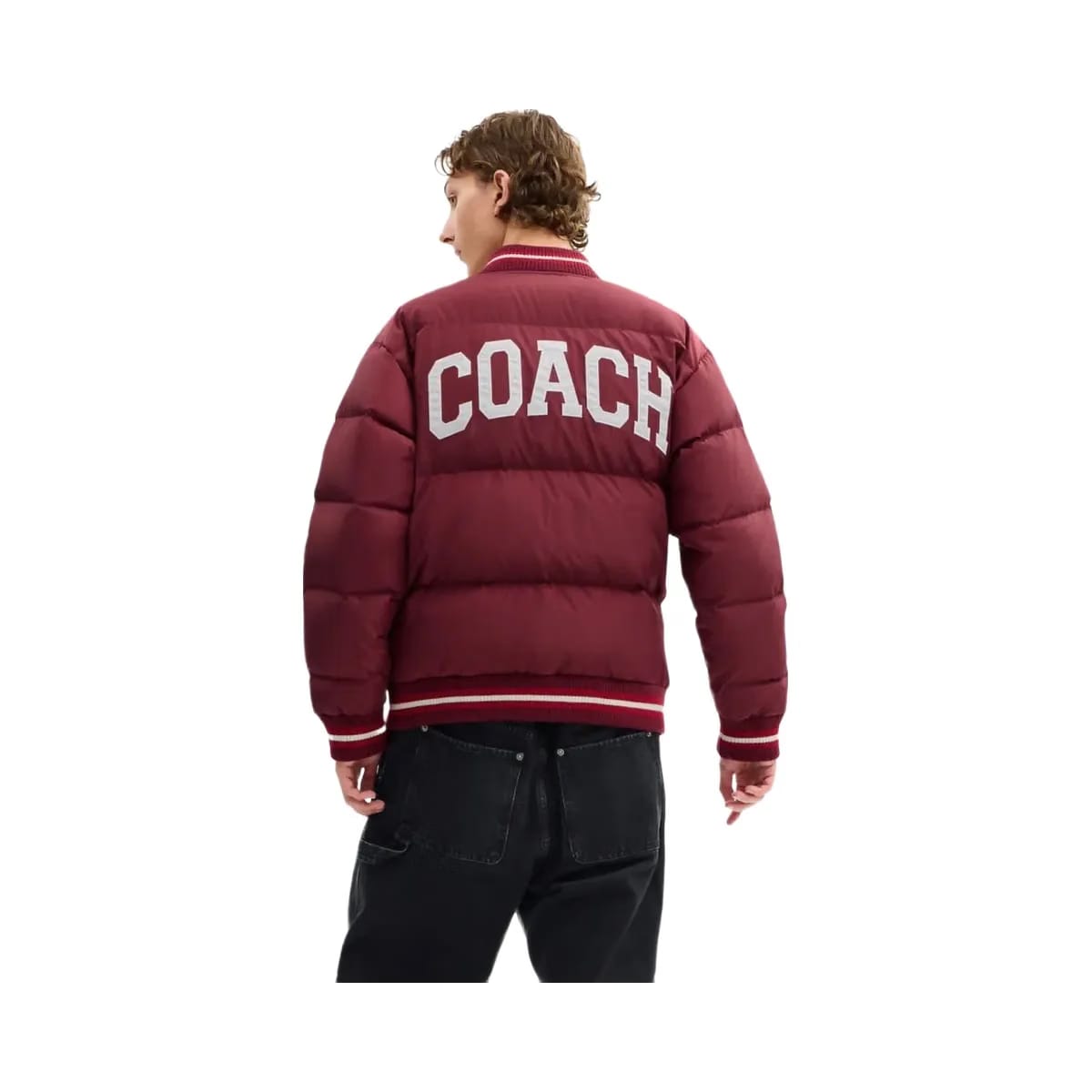 Coach Varsity Down Jacket In Recycled Polyester Burgundy