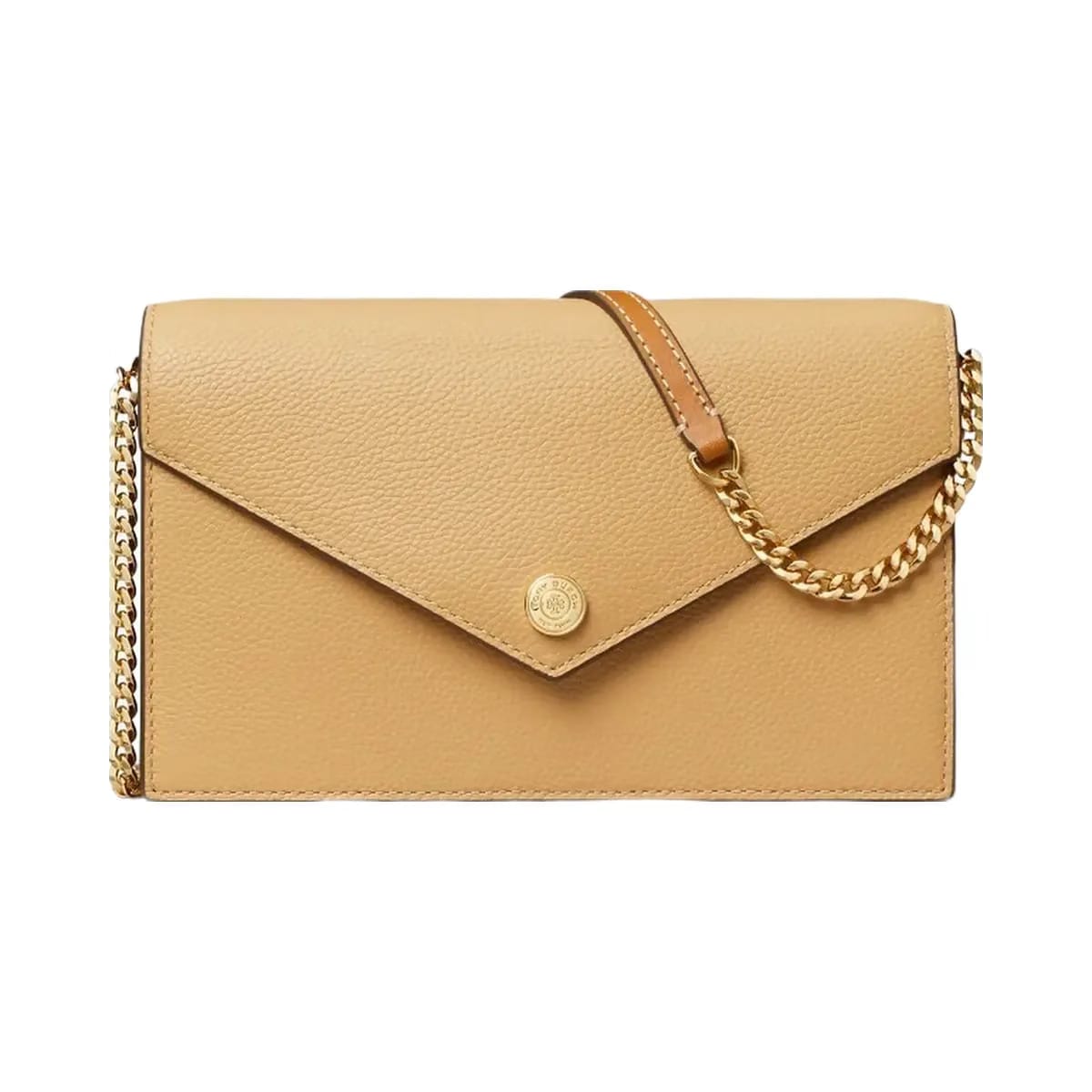 Tory Burch Pebble Envelope Chain Wallet Biscotti