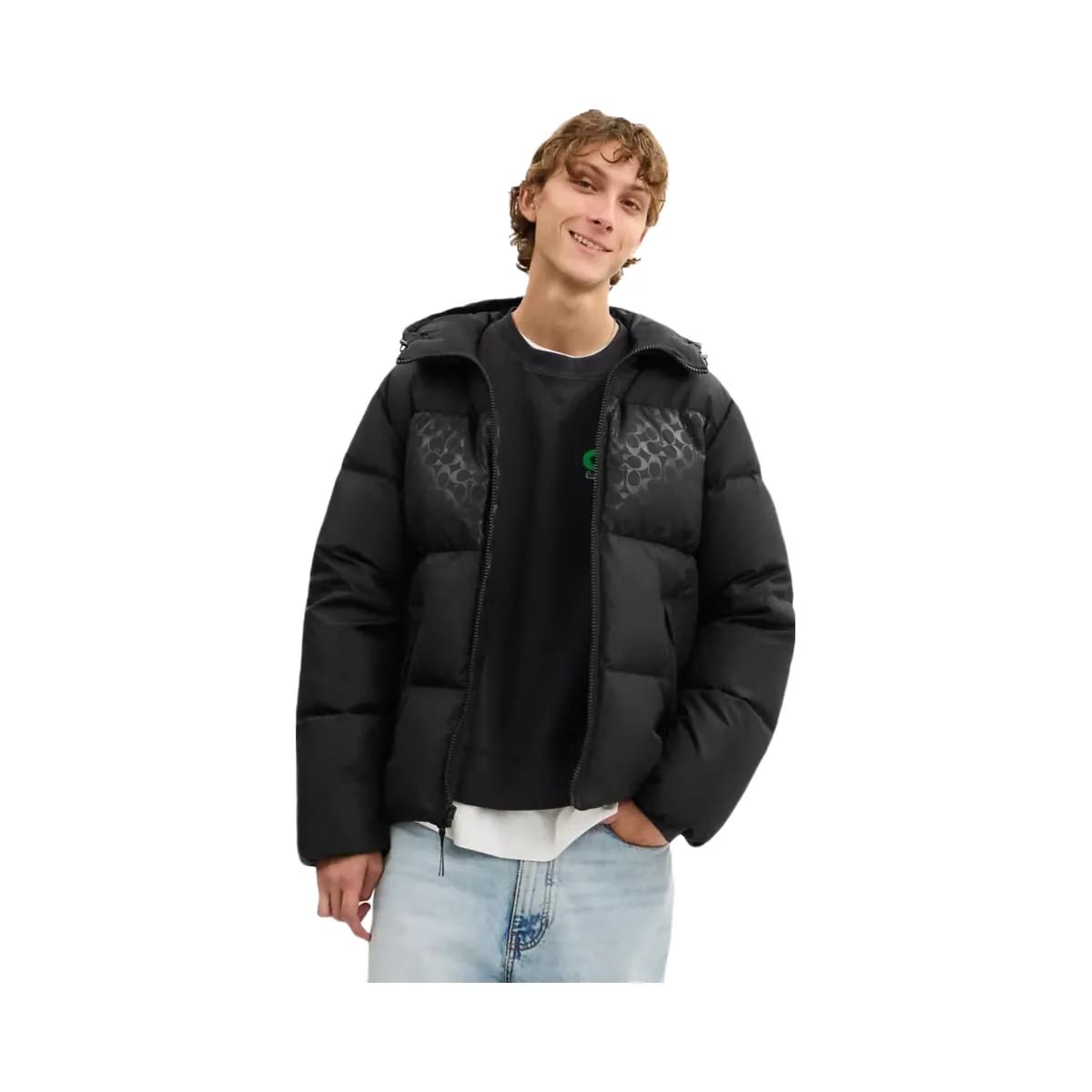 Coach Colorblock Down Jacket Black