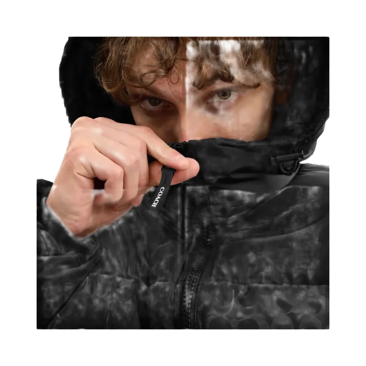 Coach Colorblock Down Jacket Black
