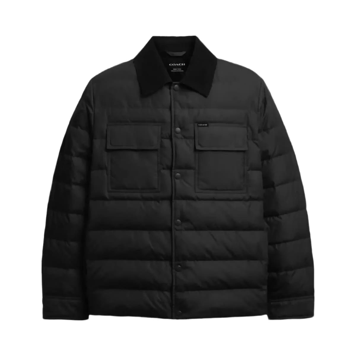 Coach Lightweight Shirt Down Jacket In Recycled Polyester Black