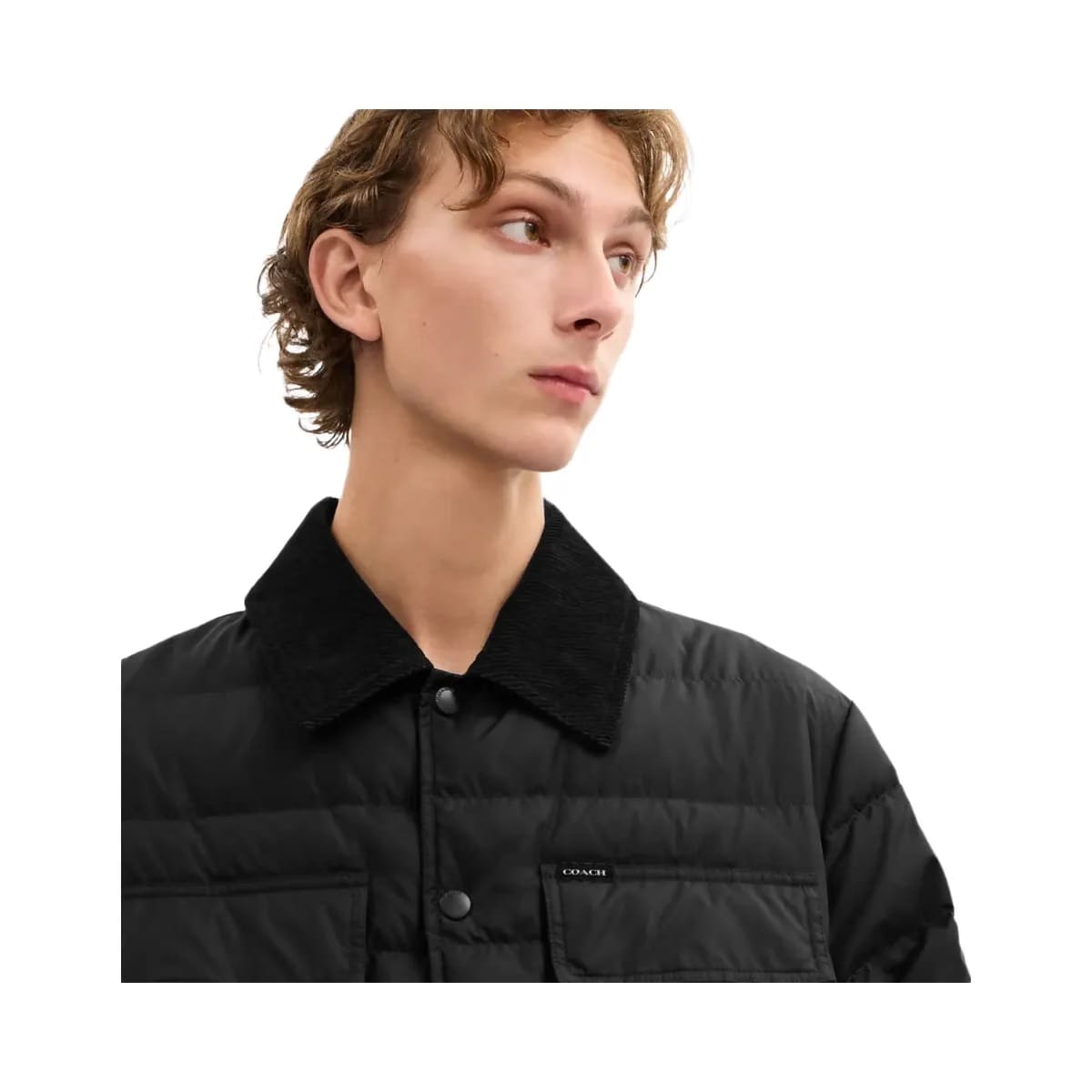Coach Lightweight Shirt Down Jacket In Recycled Polyester Black