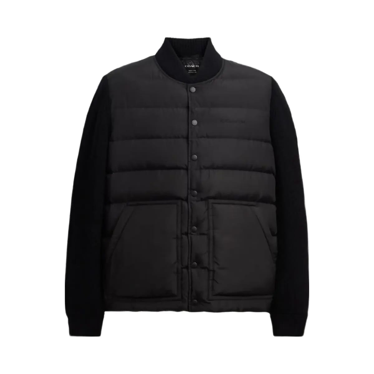 Coach Padded Cardigan Jacket In Recycled Polyester Black