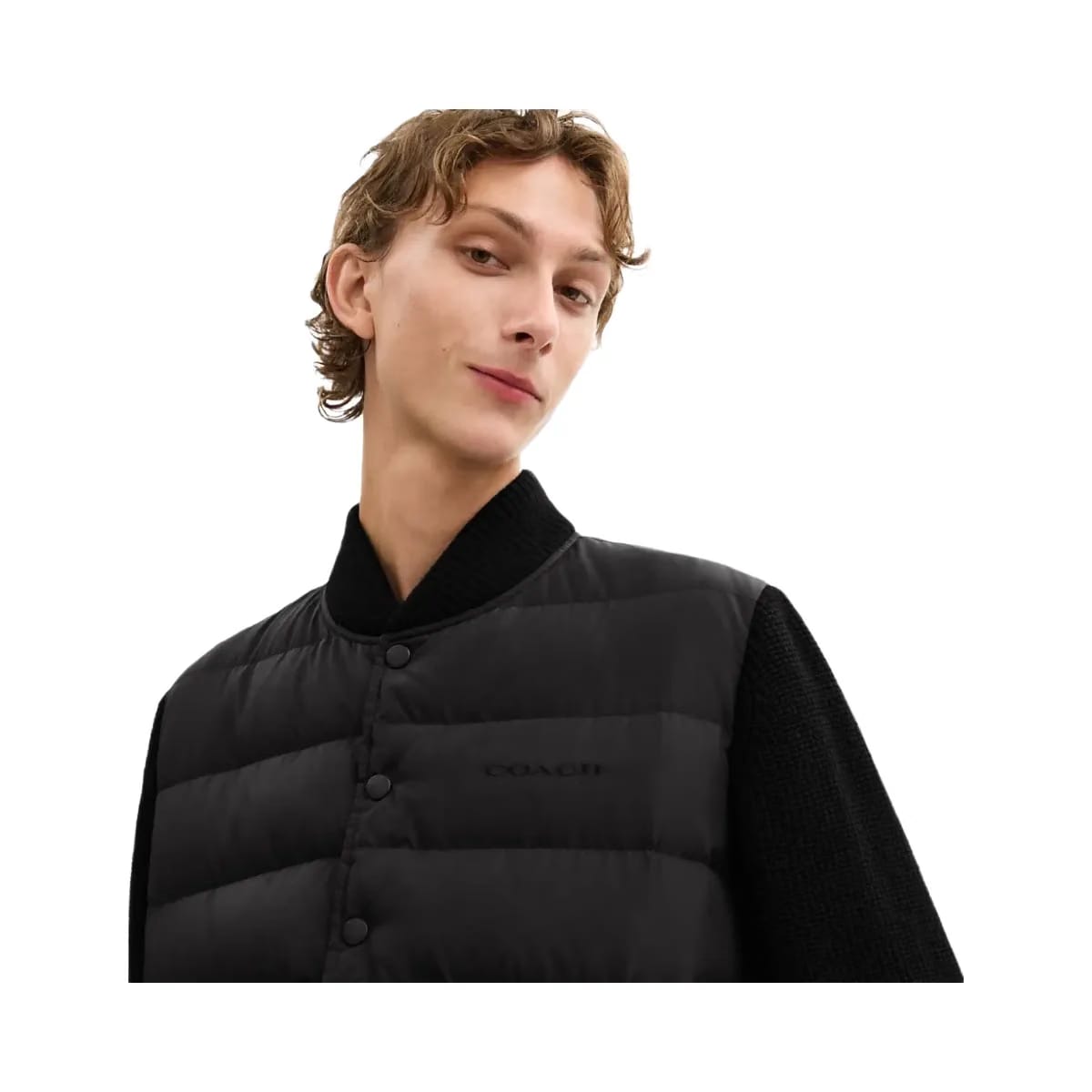 Coach Padded Cardigan Jacket In Recycled Polyester Black