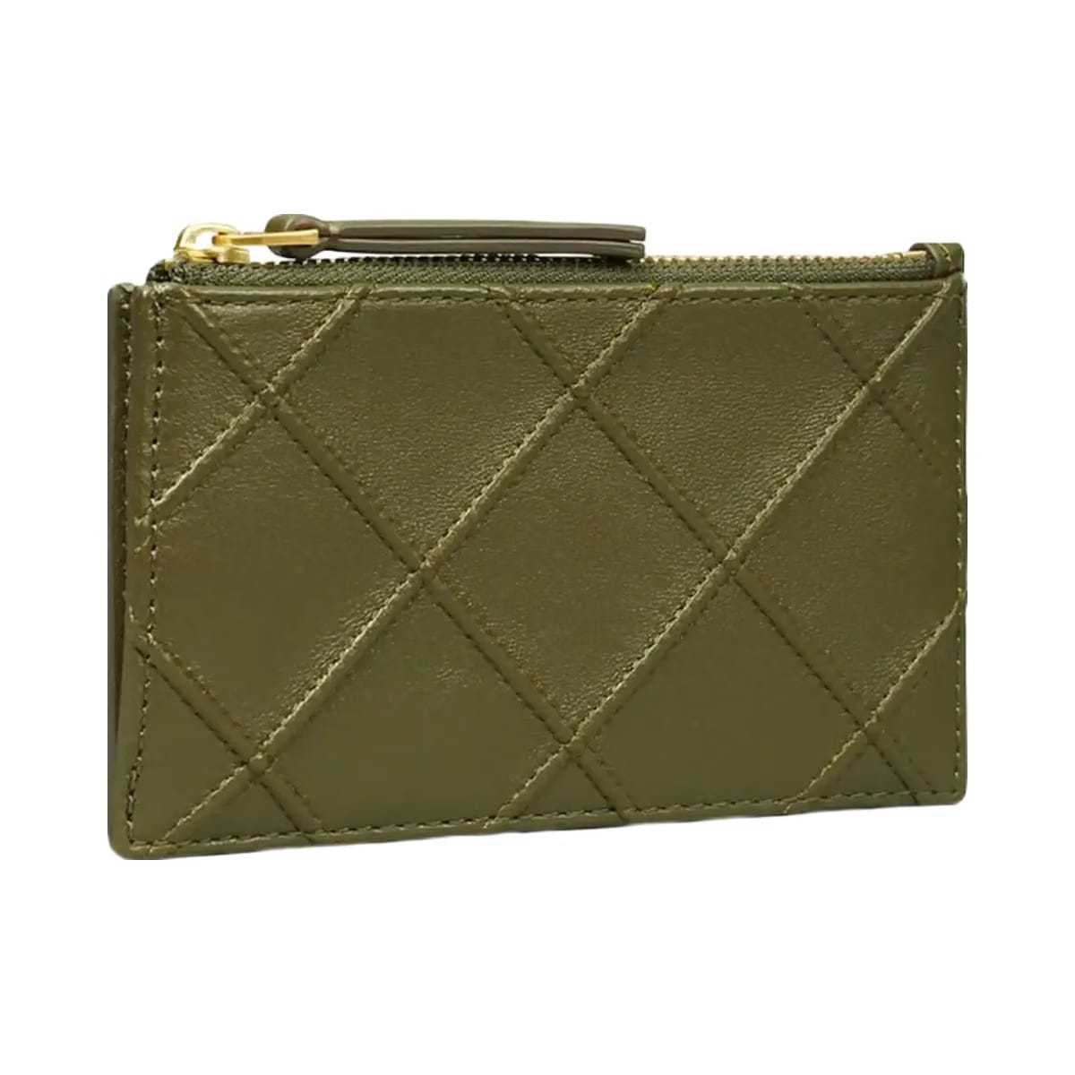 Tory Burch Fleming Zip Card Case Dark Olive