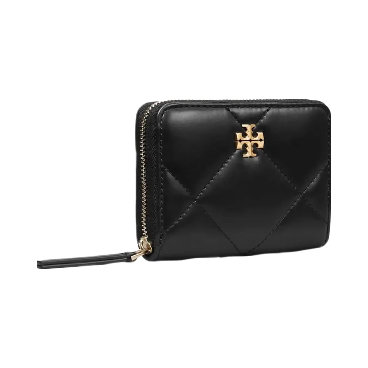 Tory Burch Small Kira Diamond Quilt Zip-Around Wallet Black