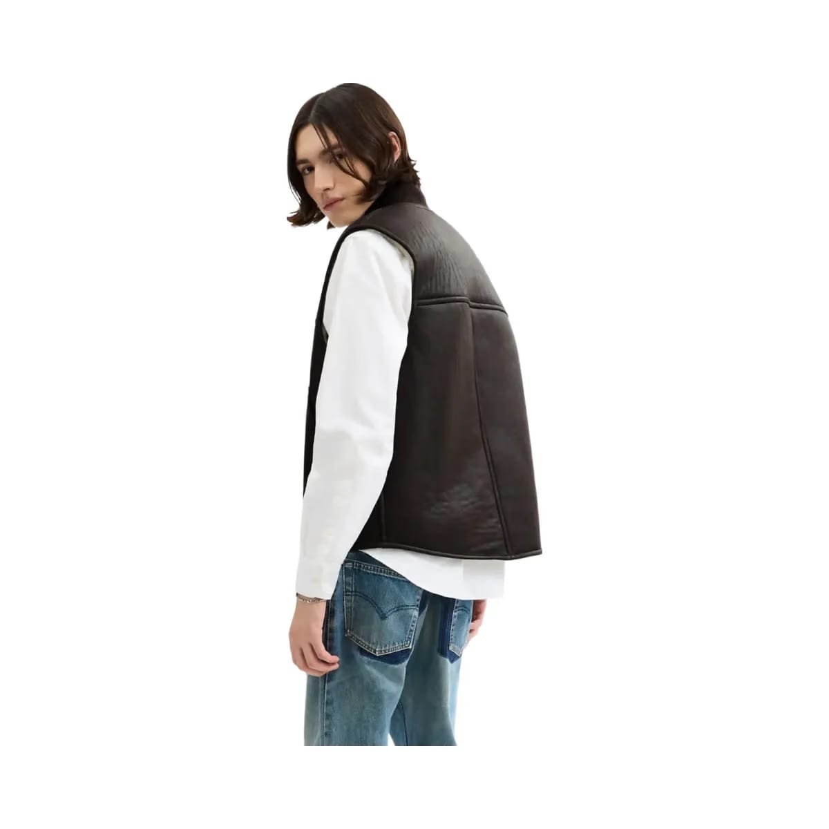 Coach Reversible Shearling Vest Smoked Wood