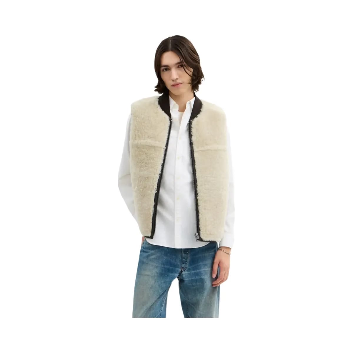 Coach Reversible Shearling Vest Smoked Wood