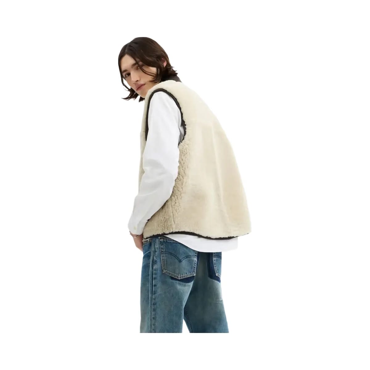 Coach Reversible Shearling Vest Smoked Wood