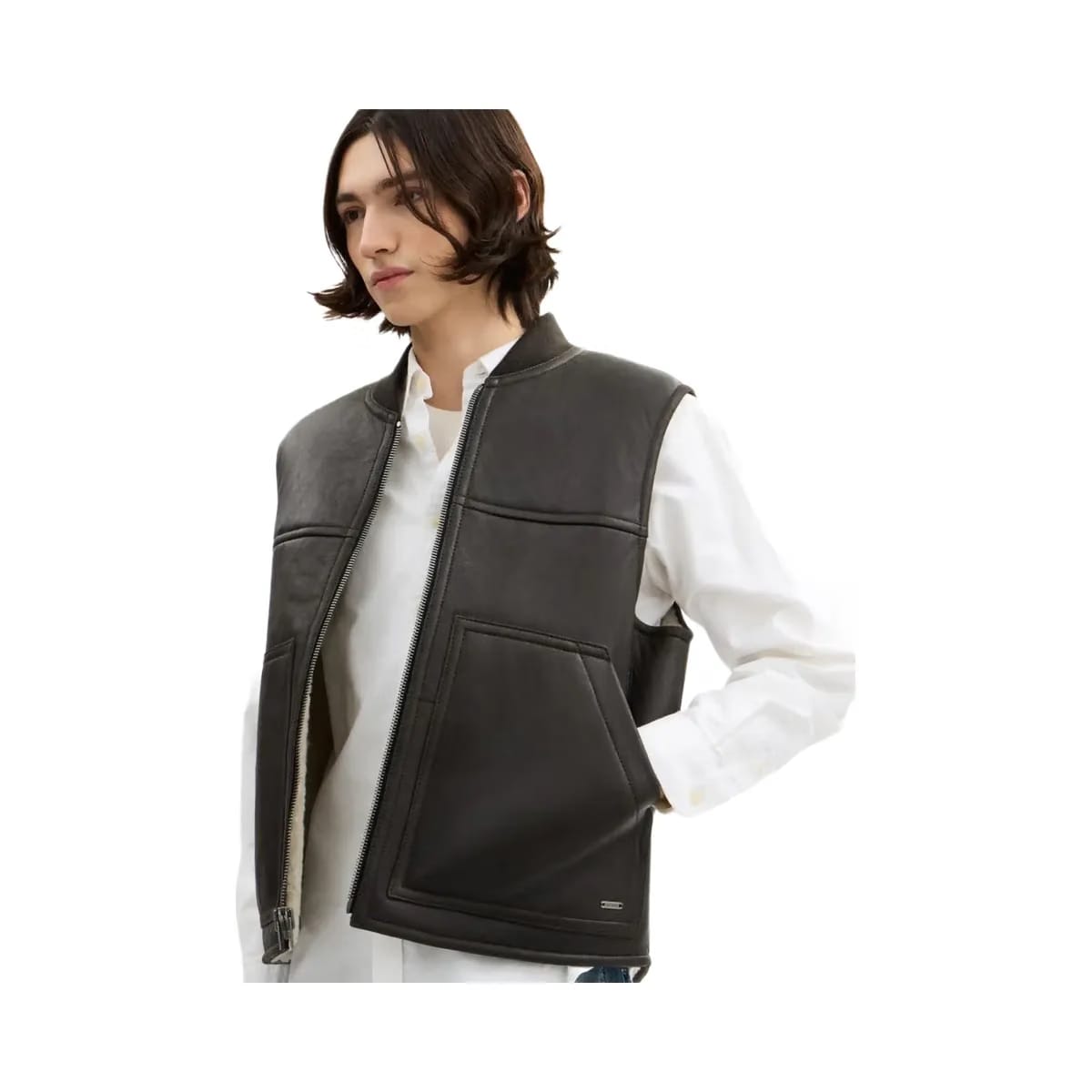 Coach Reversible Shearling Vest Smoked Wood