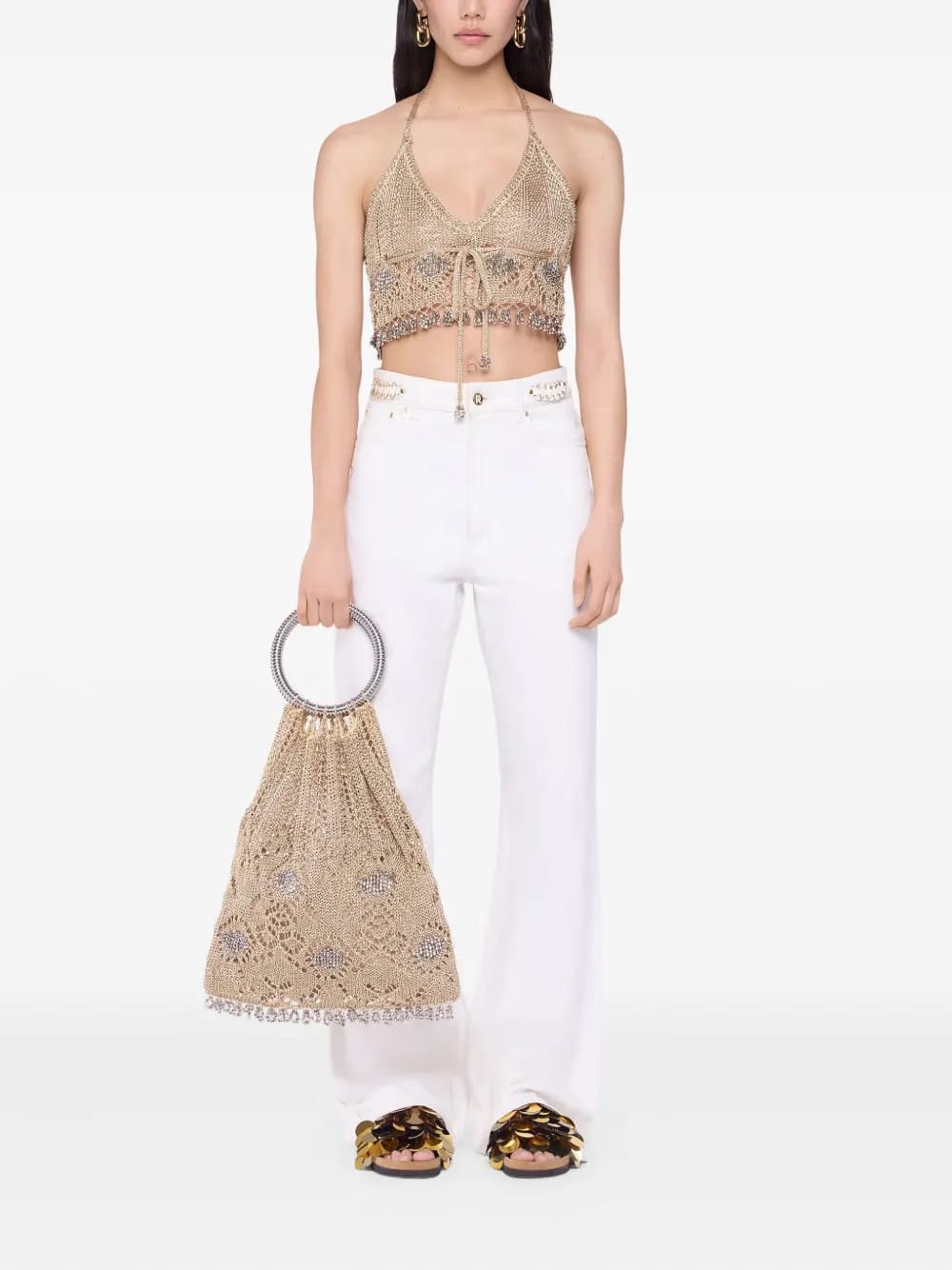beaded crochet tote bag