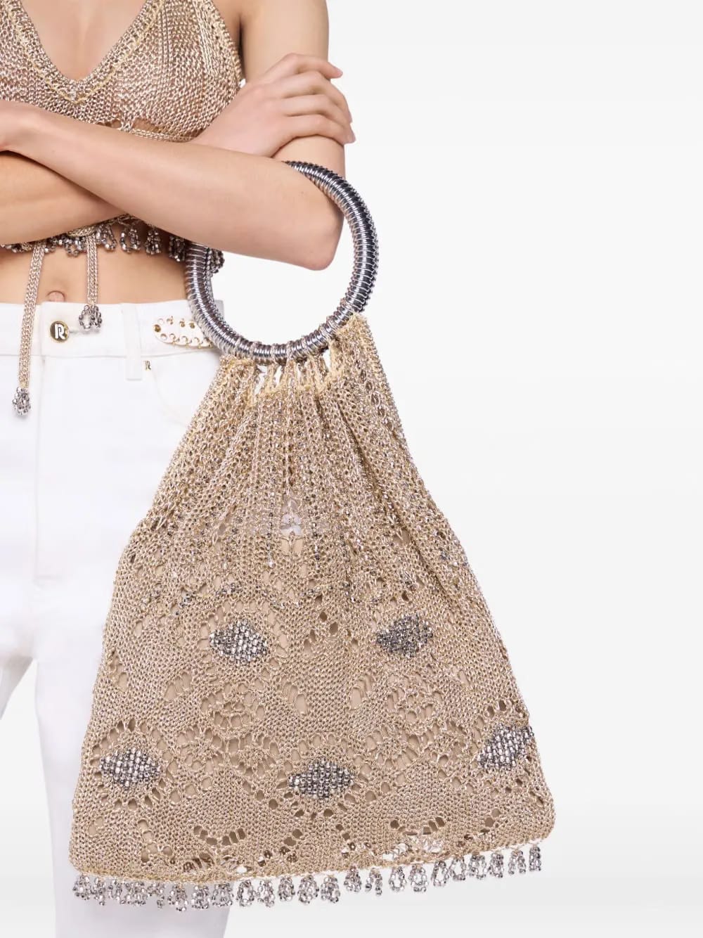 beaded crochet tote bag