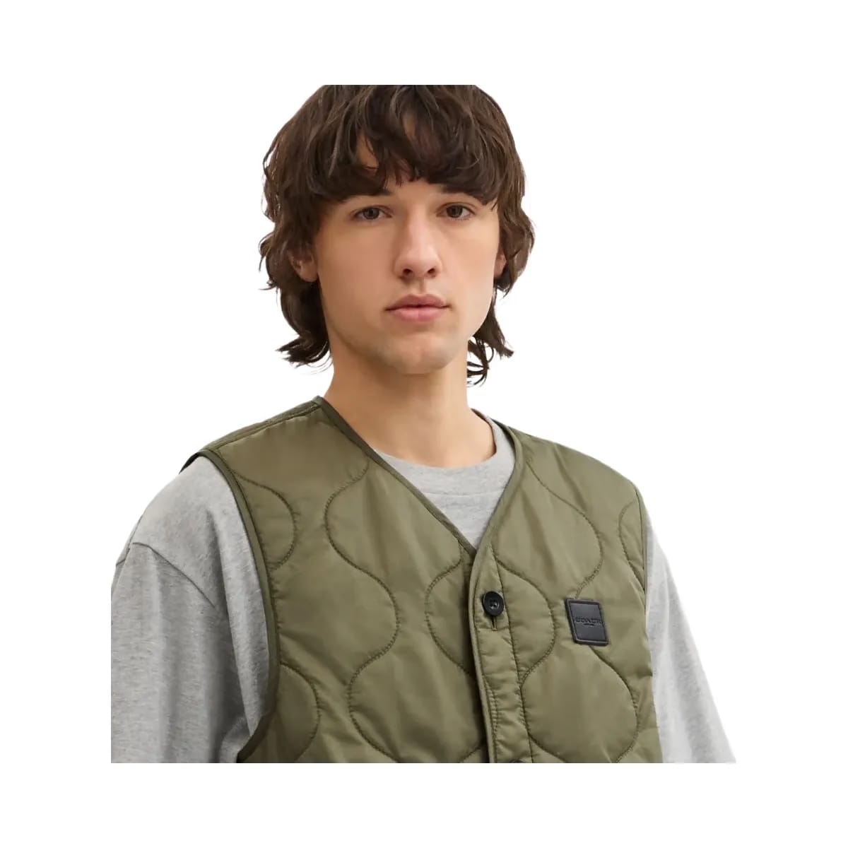 Coach Quilted Vest In Recycled Polyester Military Green