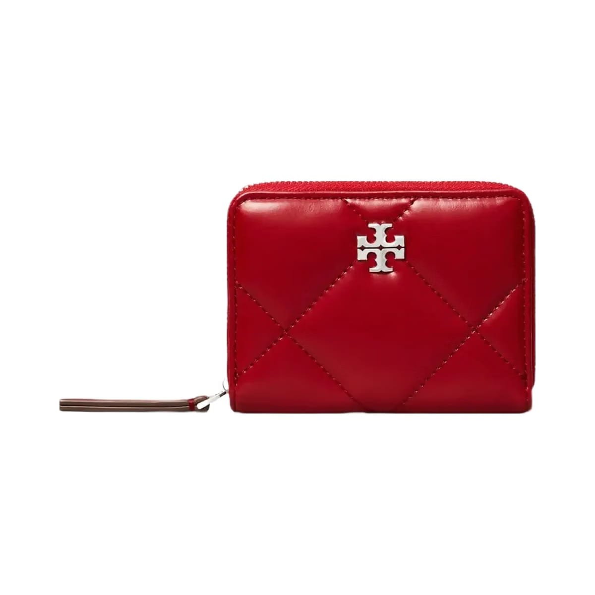 Tory Burch Small Kira Diamond Quilt Zip-Around Wallet Red