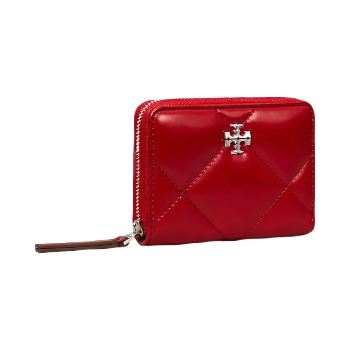 Tory Burch Small Kira Diamond Quilt Zip-Around Wallet Red