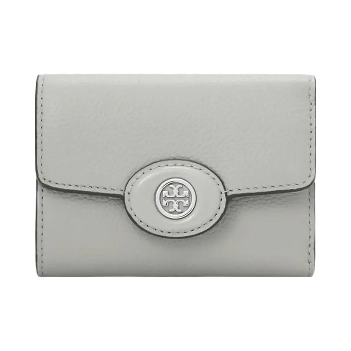 Tory Burch Small Robinson Pebbled Wallet Light Granite