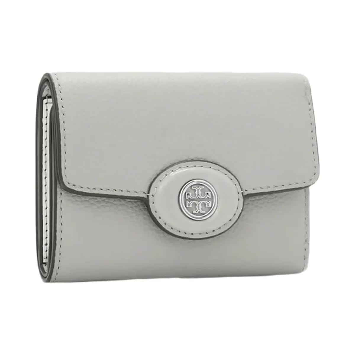 Tory Burch Small Robinson Pebbled Wallet Light Granite