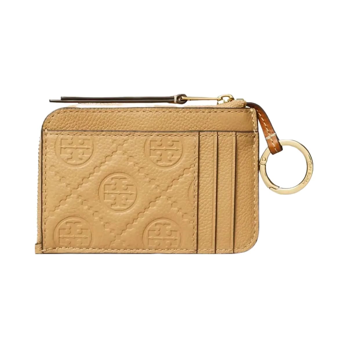 Tory Burch Pebble Envelope Zip Card Case Biscotti