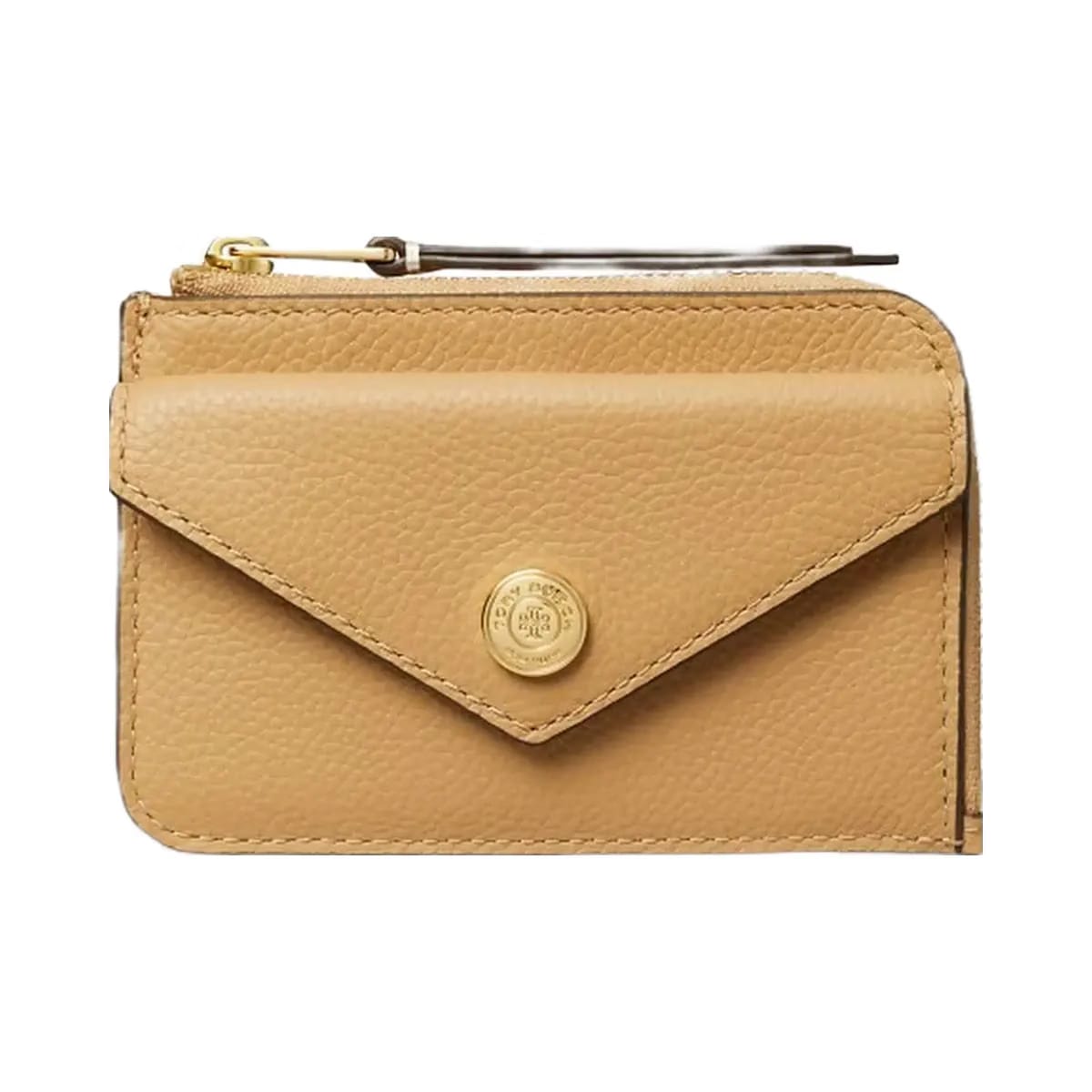 Tory Burch Pebble Envelope Zip Card Case Biscotti