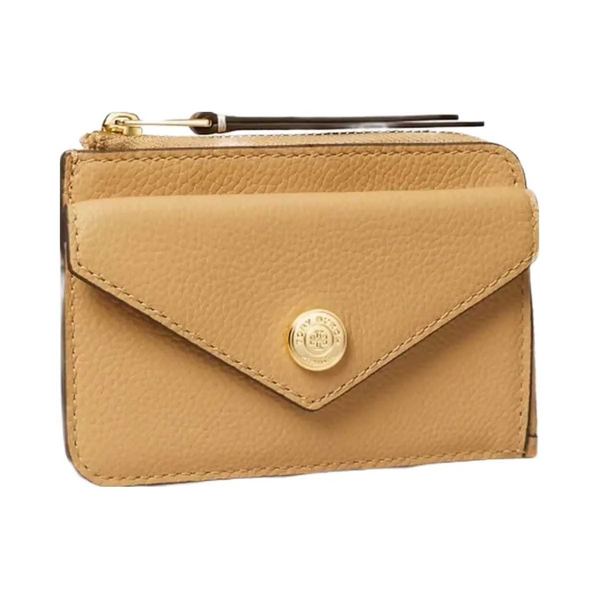 Tory Burch Pebble Envelope Zip Card Case Biscotti