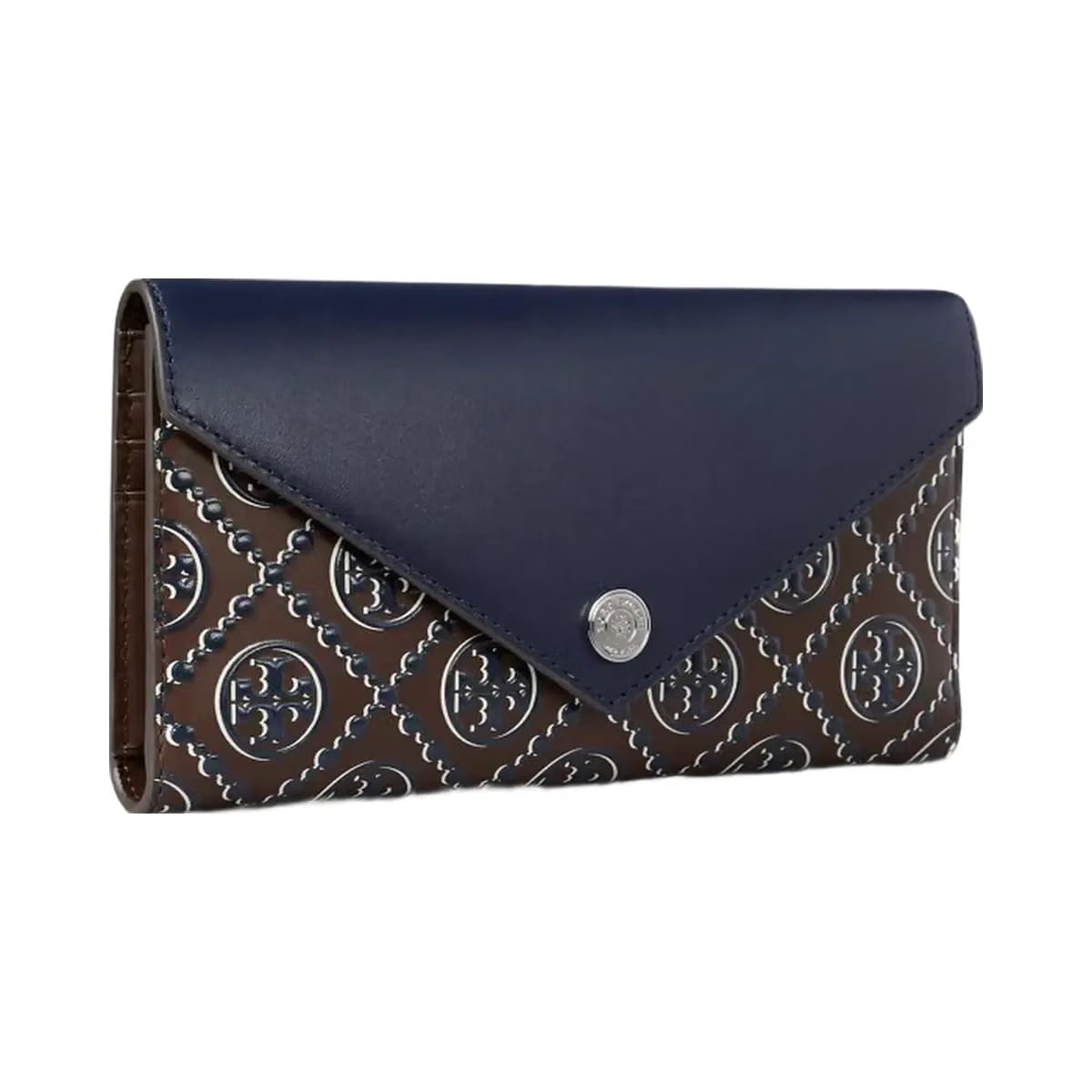 Tory Burch T Monogram Contrast Embossed Envelope Wallet Tory Navy / John Coco