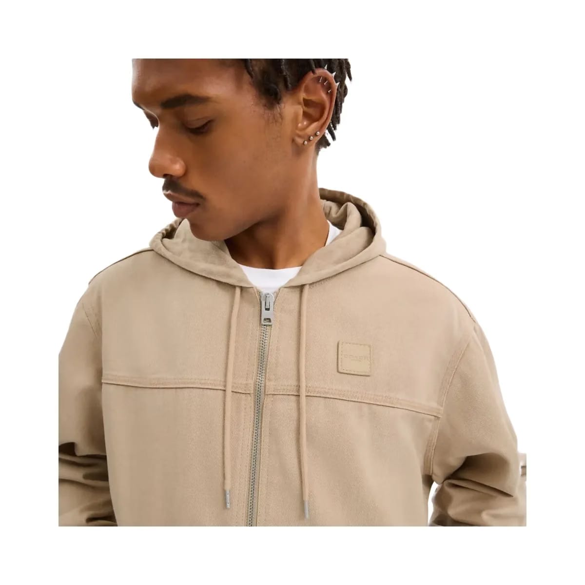 Coach Denim Hooded Zip Jacket Khaki