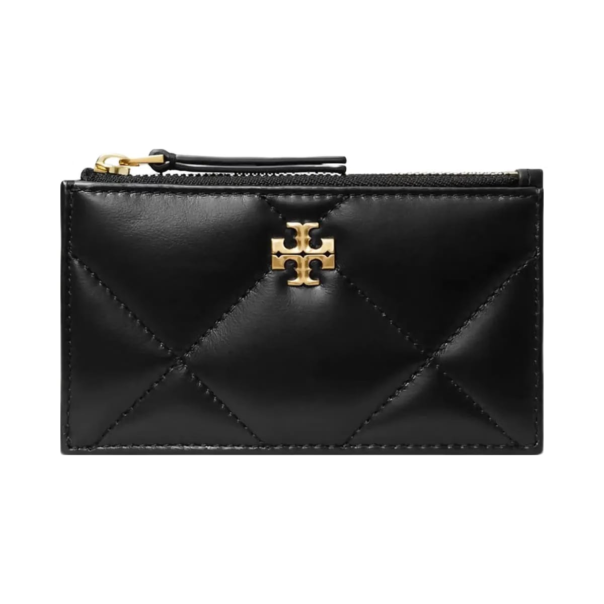 Tory Burch Kira Diamond Quilt Zip Card Case Black