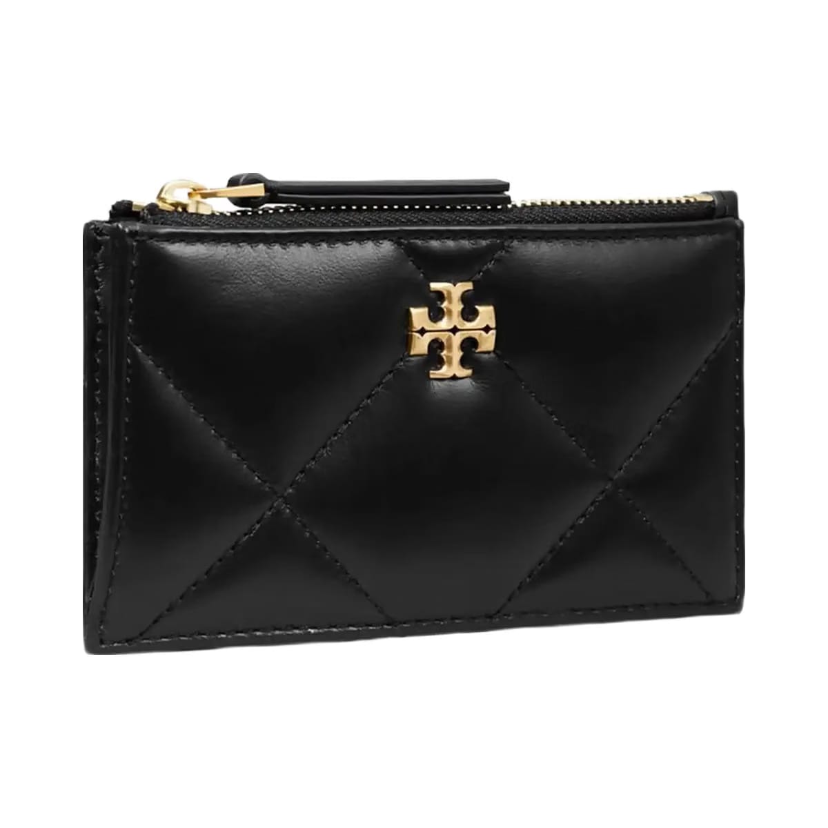 Tory Burch Kira Diamond Quilt Zip Card Case Black