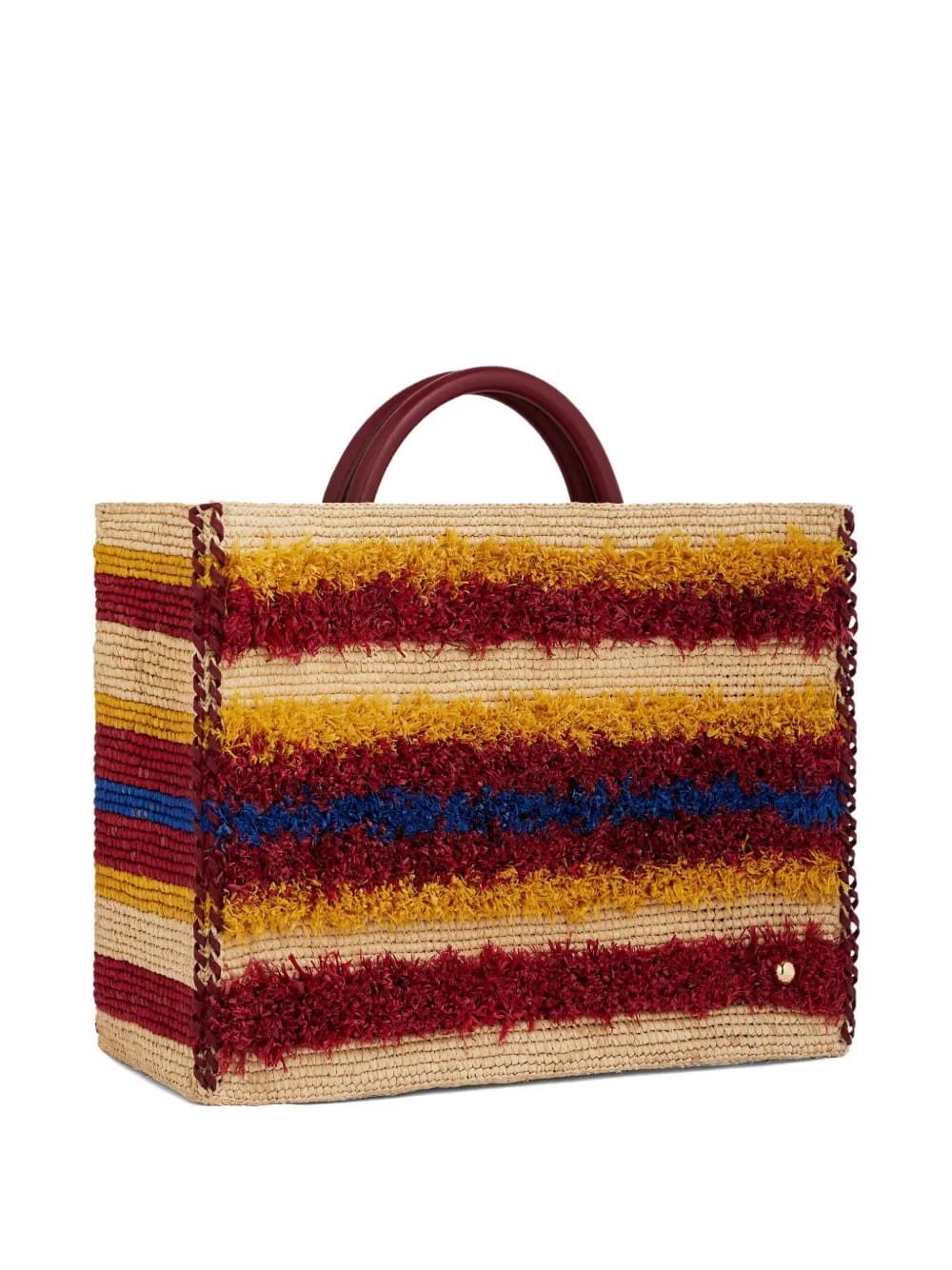 striped woven tote bag