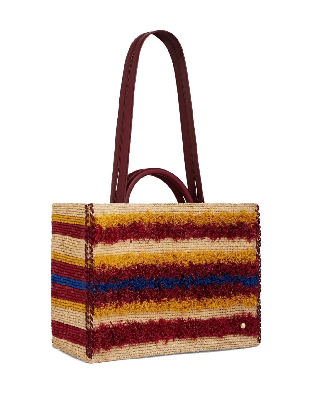 striped woven tote bag
