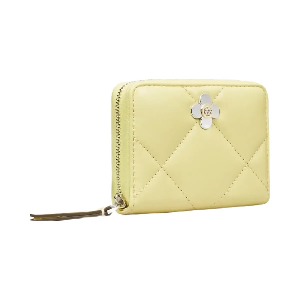 Tory Burch Small Kira Diamond Quilt Clover Zip-Around Wallet Frozen Zest