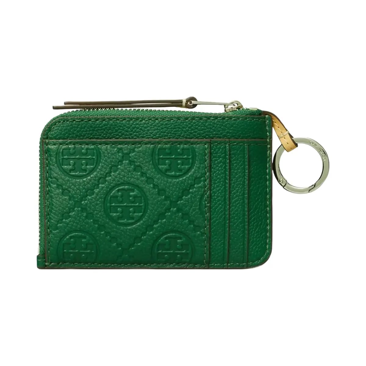 Tory Burch Pebble Envelope Zip Card Case Dark Kale