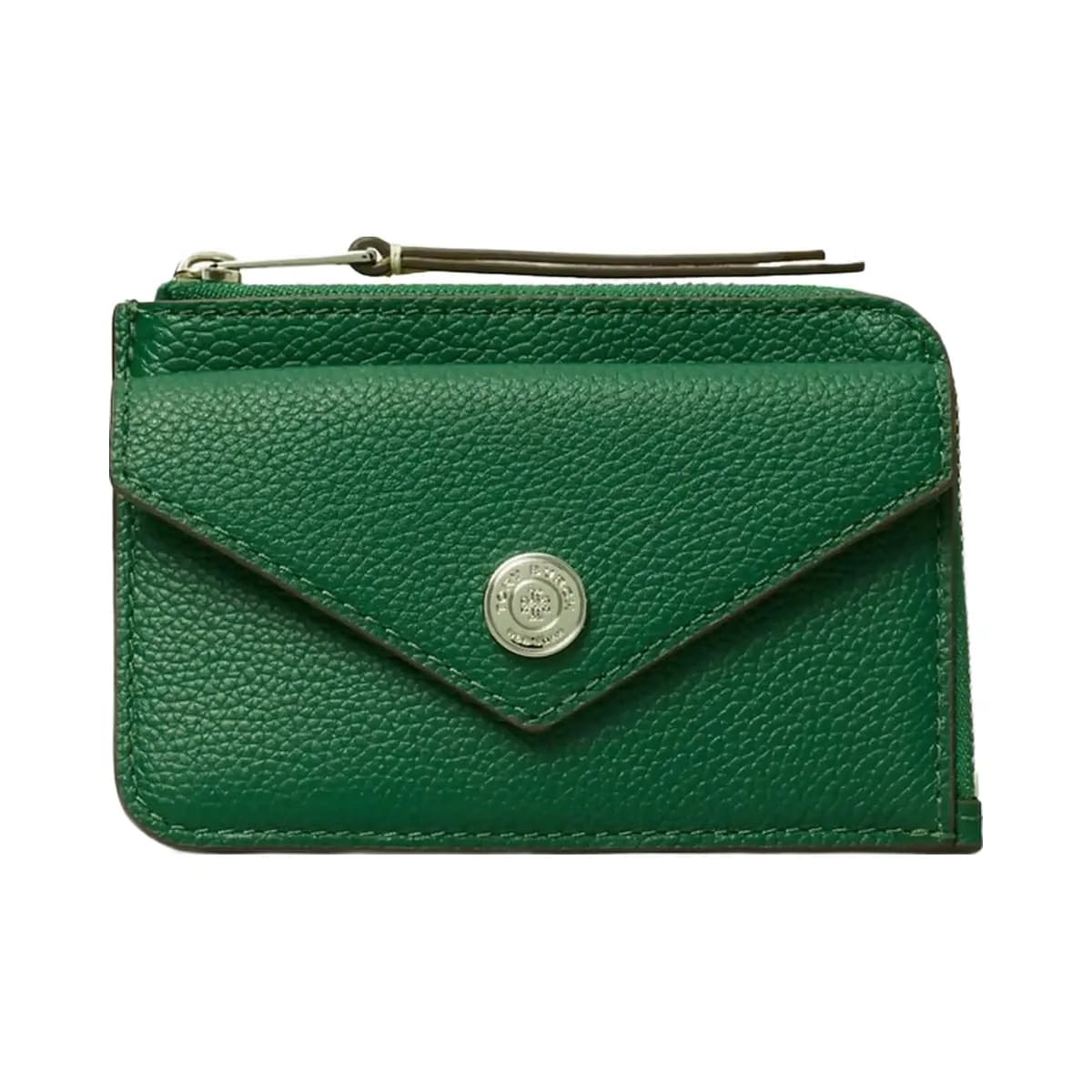Tory Burch Pebble Envelope Zip Card Case Dark Kale