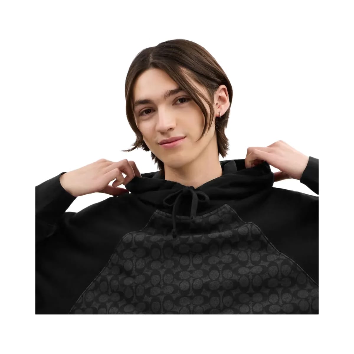 Coach Signature Hoodie In Organic Cotton Charcoal Signature