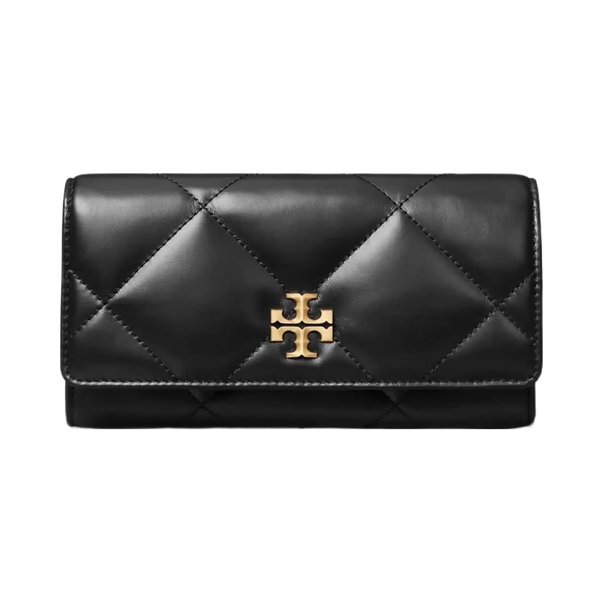 Tory Burch Kira Diamond Quilt Flap Wallet Black