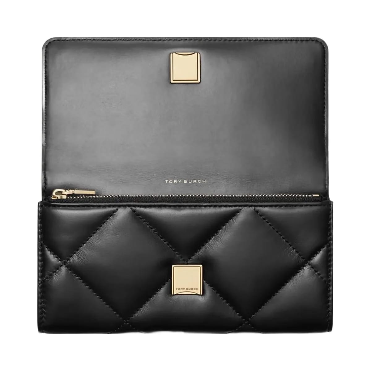 Tory Burch Kira Diamond Quilt Flap Wallet Black