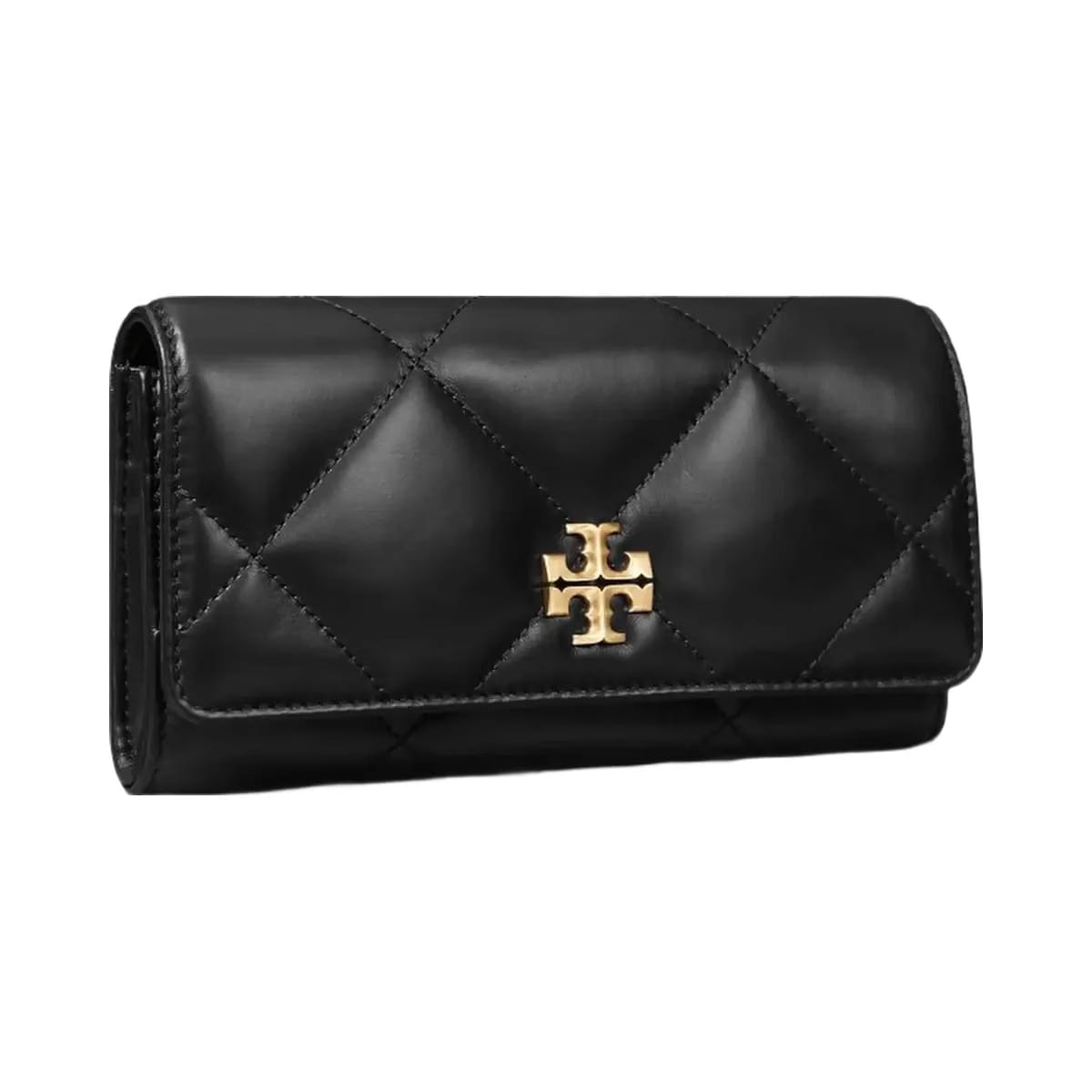 Tory Burch Kira Diamond Quilt Flap Wallet Black
