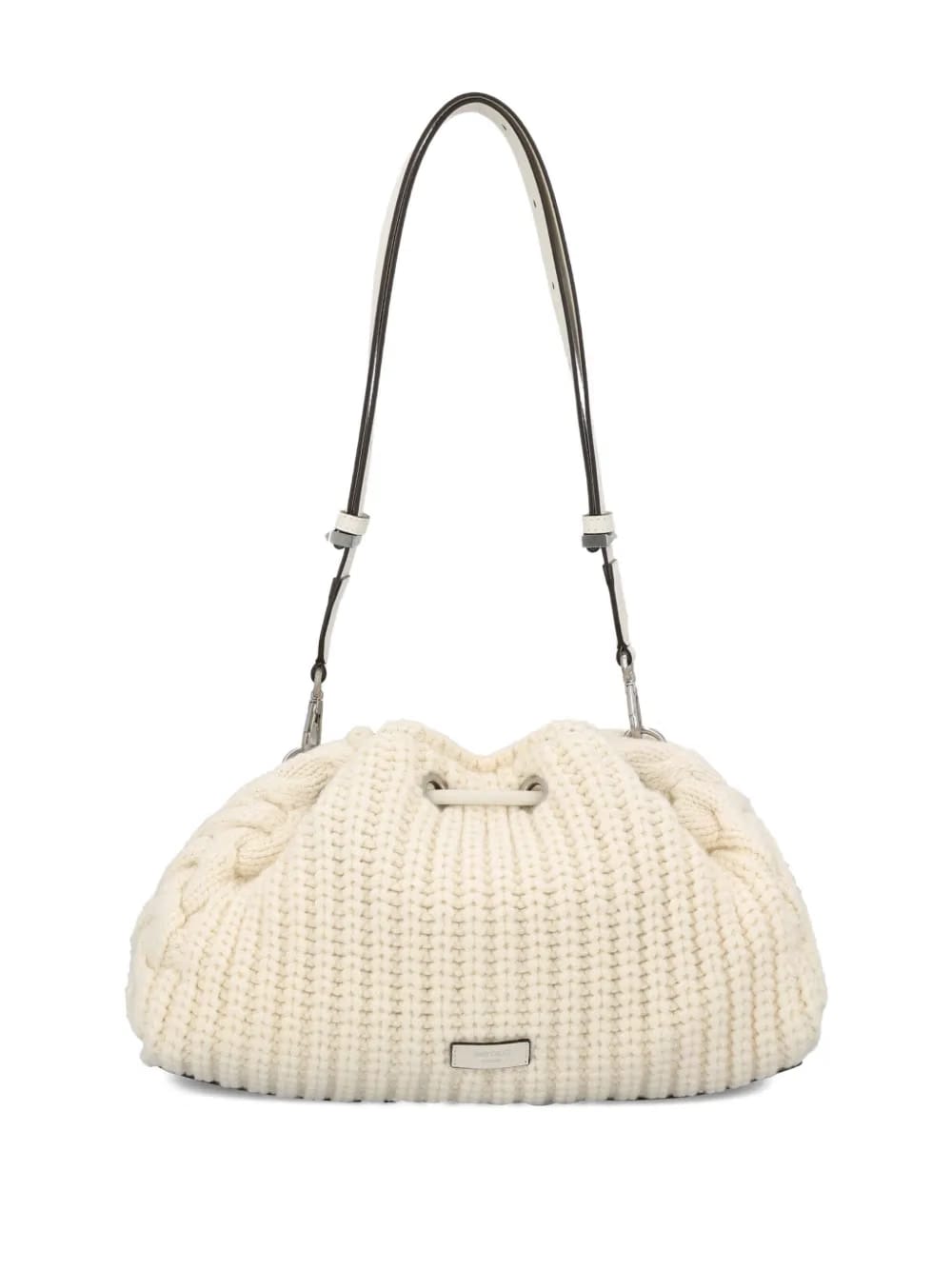 cable-knit drawstring shoulder bag