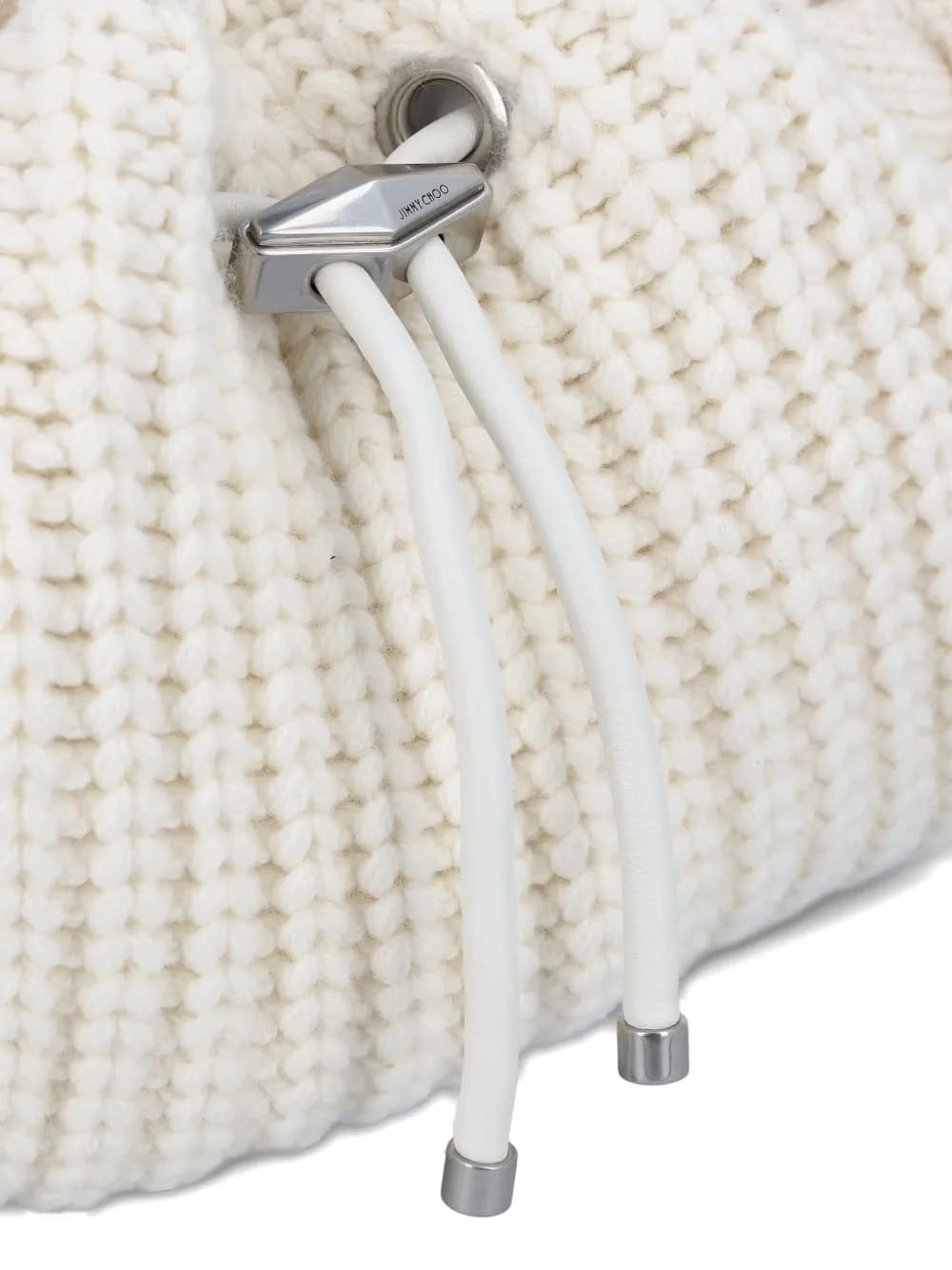 cable-knit drawstring shoulder bag
