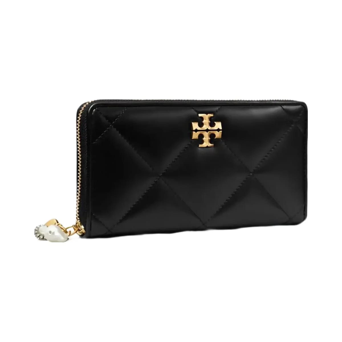 Tory Burch Kira Diamond Quilt Charm Continental Wallet Black
